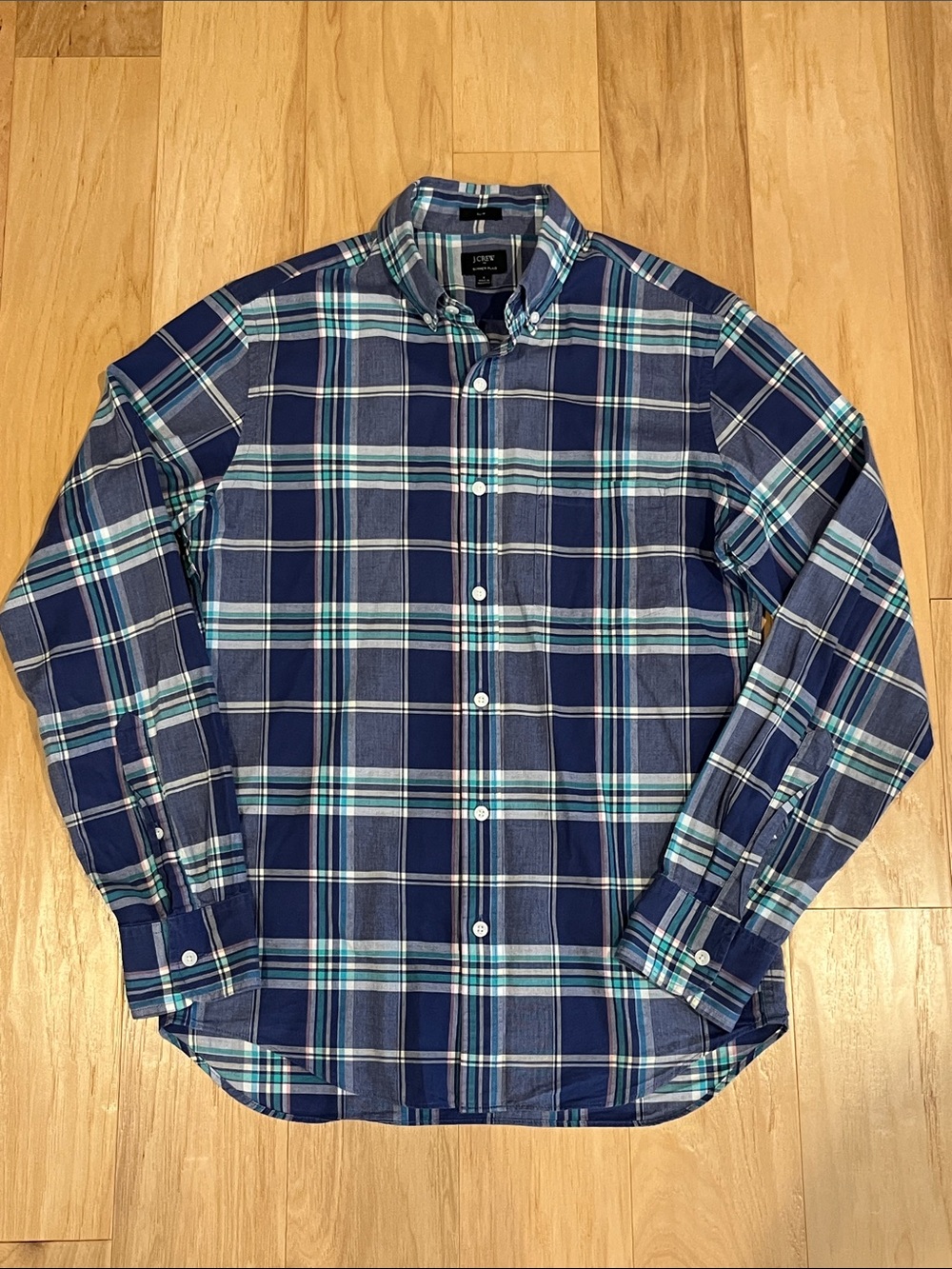 J. Crew Men’s Indigo Summer Plaid Button-Down Shirt